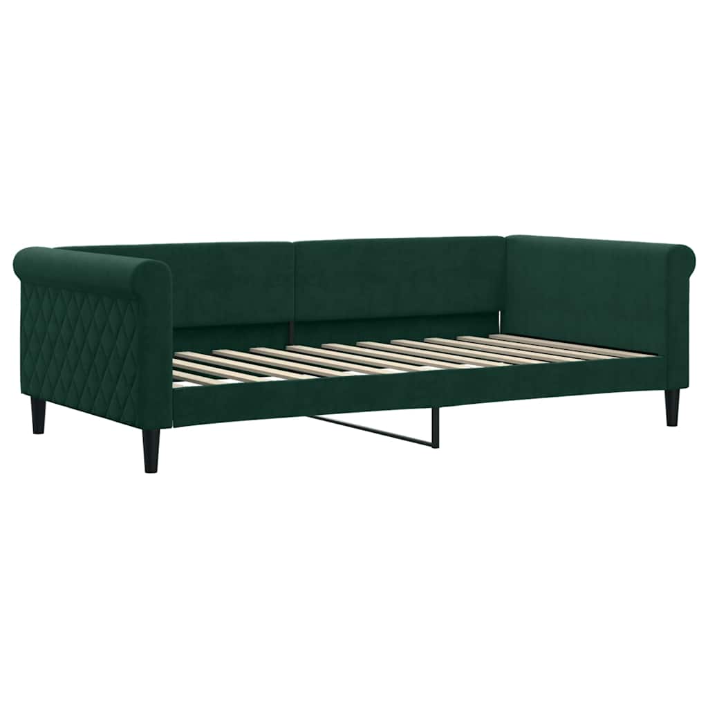 daybed med udtræk 100x200 cm velour mørkegrøn