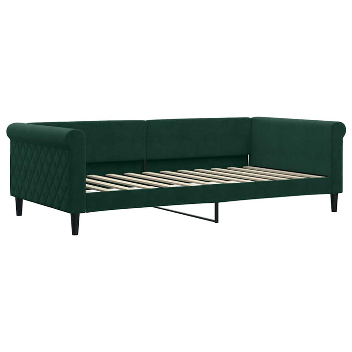 daybed med udtræk 100x200 cm velour mørkegrøn