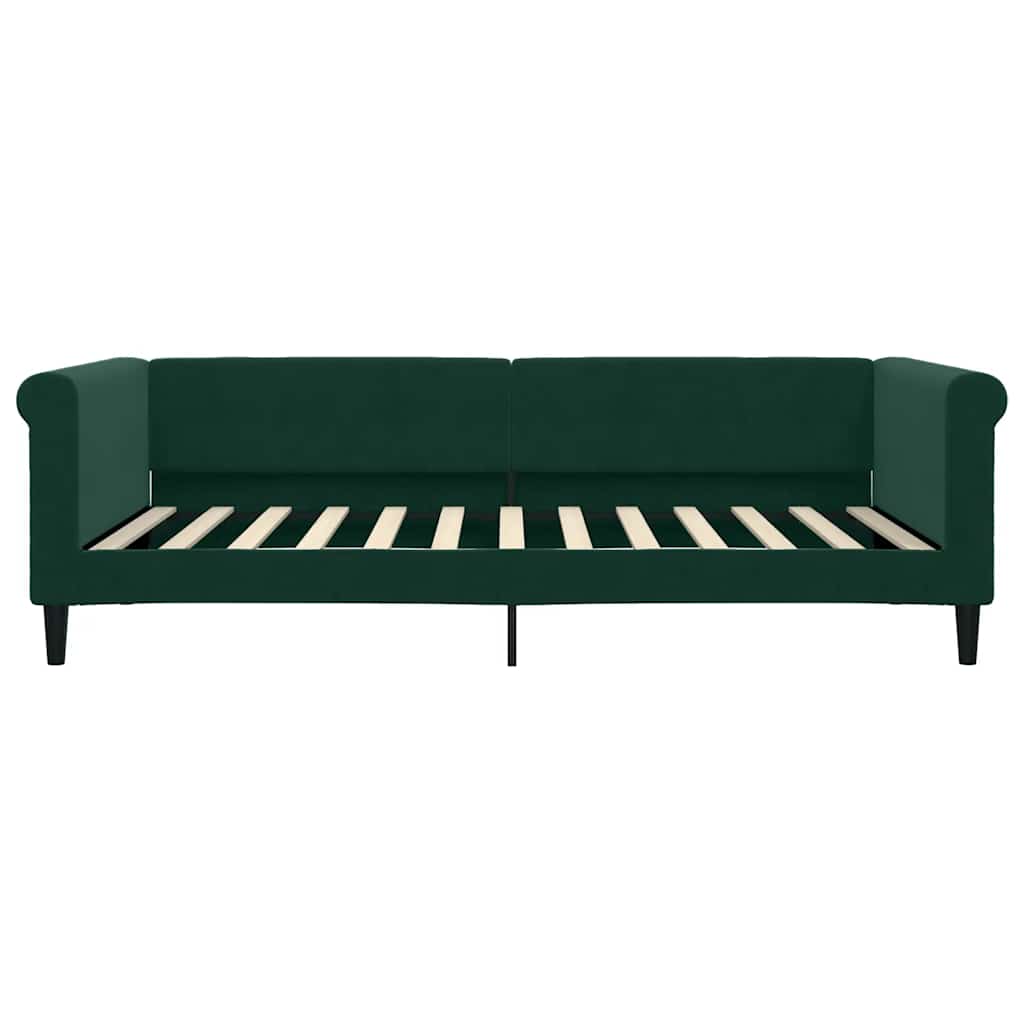 daybed med udtræk 100x200 cm velour mørkegrøn
