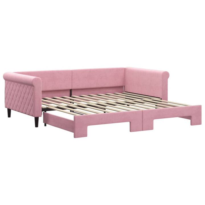 daybed med udtræk 100x200 cm velour lyserød