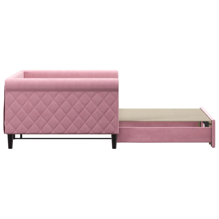 daybed med udtræk 100x200 cm velour lyserød