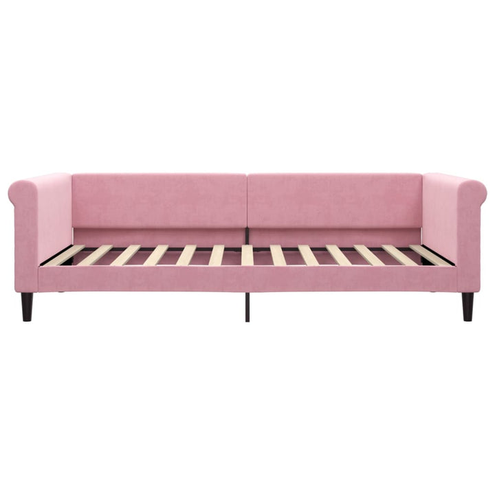 daybed med udtræk 100x200 cm velour lyserød