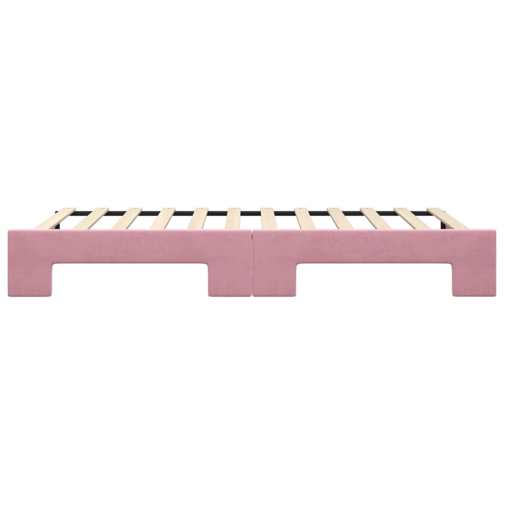 daybed med udtræk 100x200 cm velour lyserød
