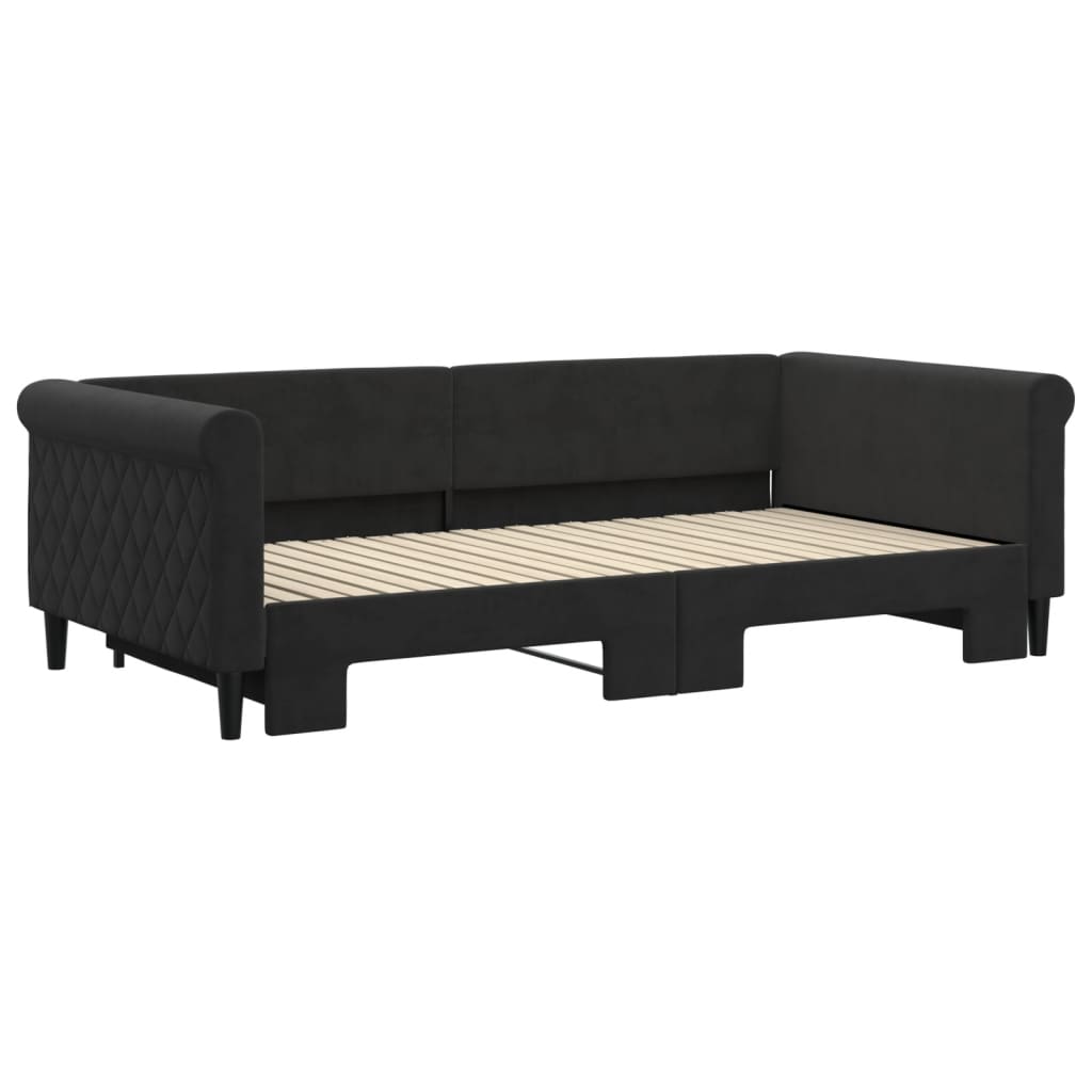 daybed med udtræk 100x200 cm velour sort