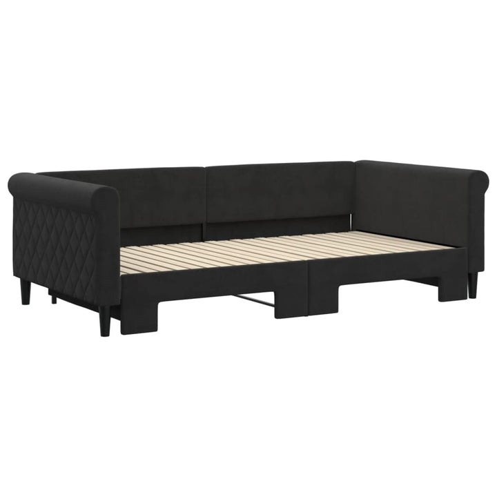 daybed med udtræk 100x200 cm velour sort