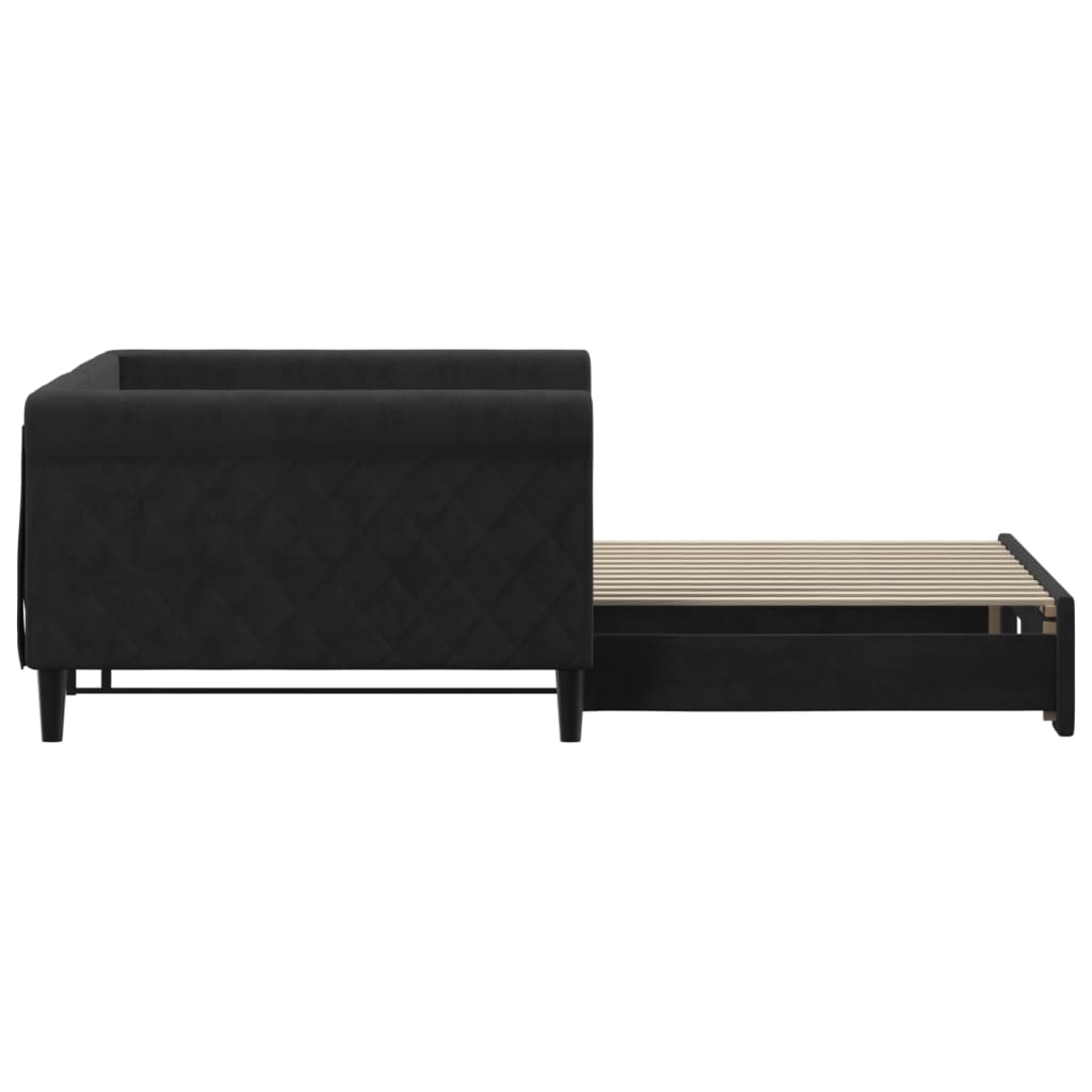 daybed med udtræk 100x200 cm velour sort