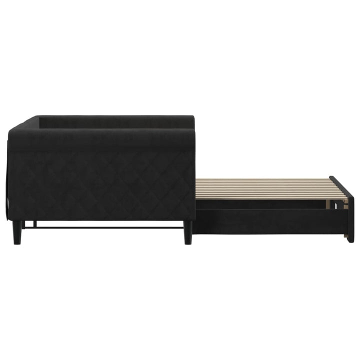 daybed med udtræk 100x200 cm velour sort
