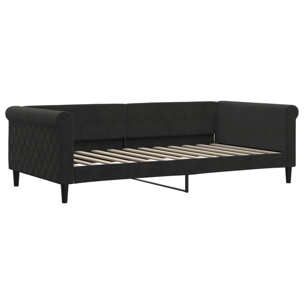 daybed med udtræk 100x200 cm velour sort