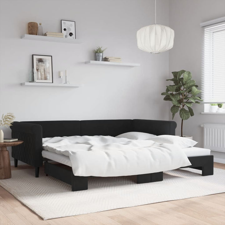 daybed med udtræk 100x200 cm velour sort
