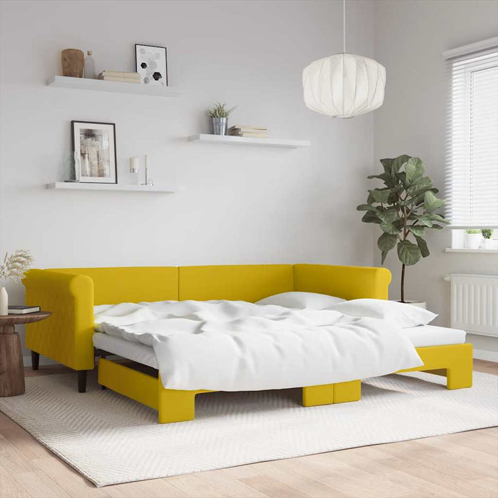 daybed med udtræk 100x200 cm velour gul