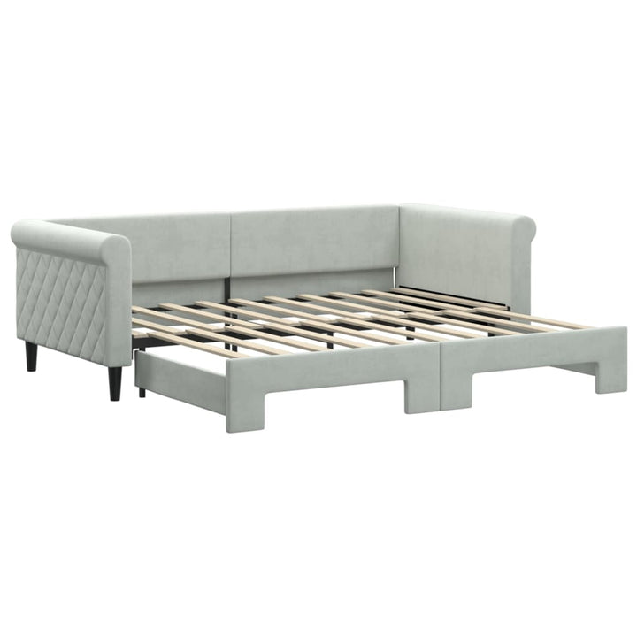 daybed med udtræk 90x190 cm velour lysegrå