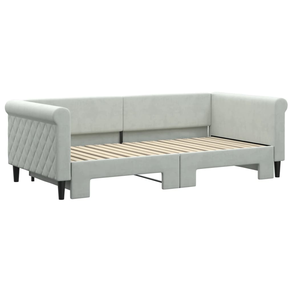daybed med udtræk 90x190 cm velour lysegrå