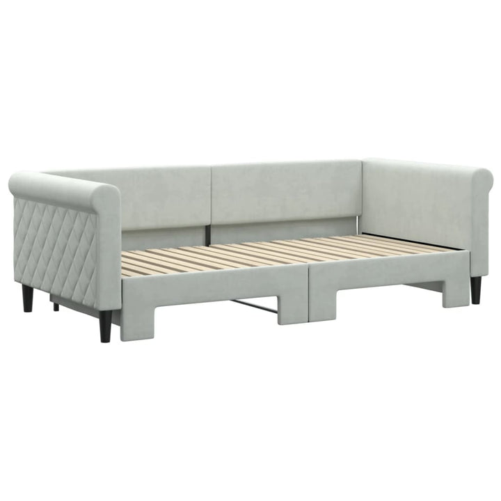 daybed med udtræk 90x190 cm velour lysegrå