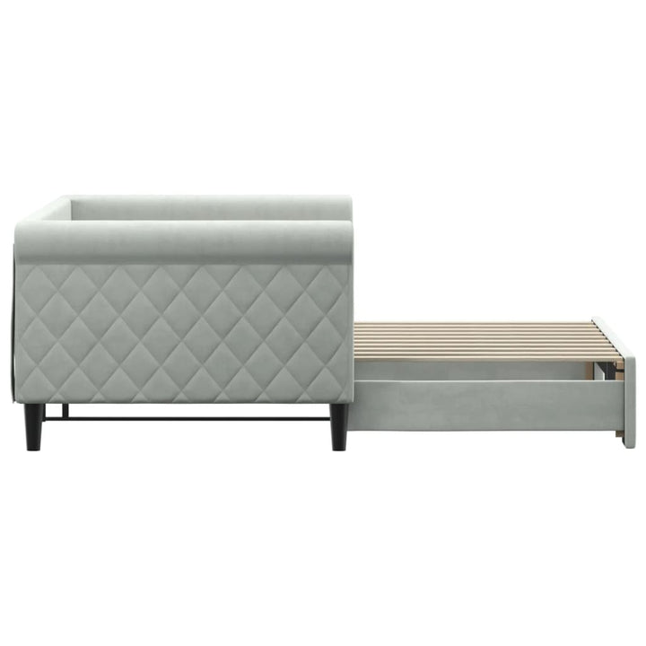 daybed med udtræk 90x190 cm velour lysegrå