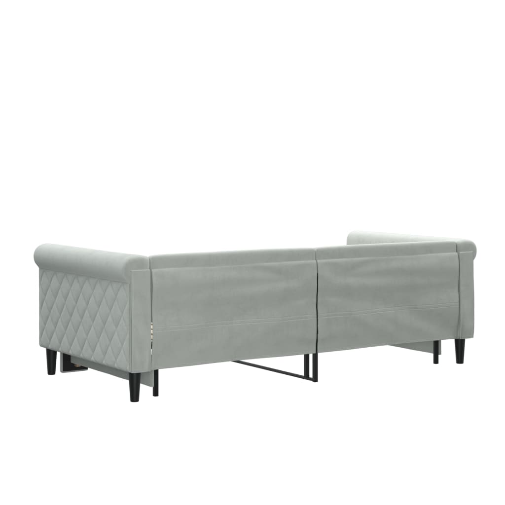 daybed med udtræk 90x190 cm velour lysegrå