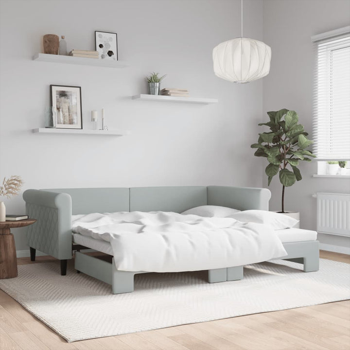 daybed med udtræk 90x190 cm velour lysegrå