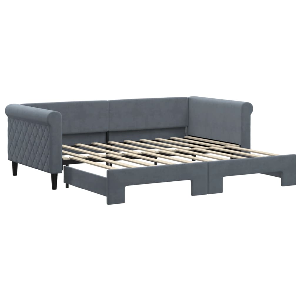 daybed med udtræk 90x190 cm velour mørkegrå