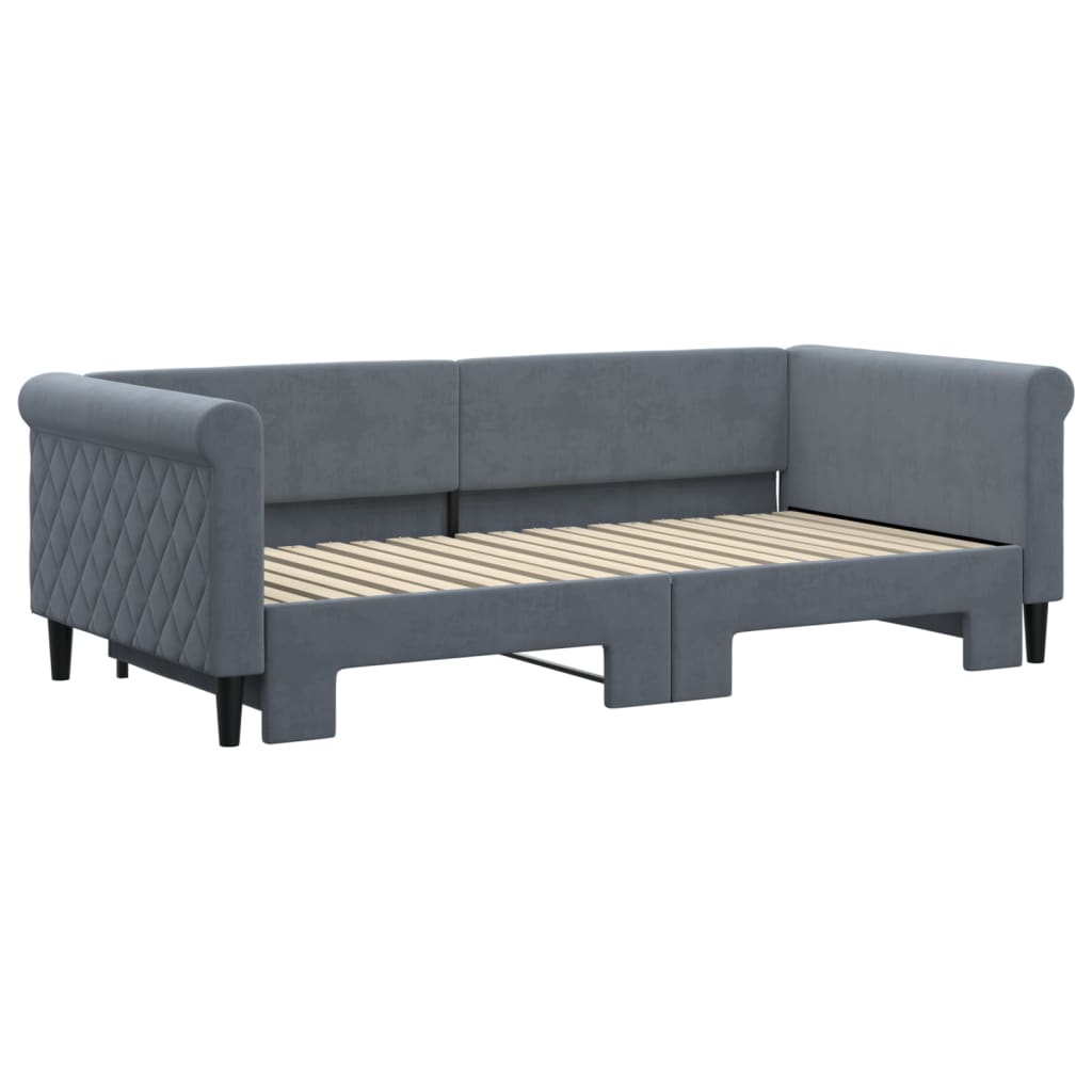 daybed med udtræk 90x190 cm velour mørkegrå