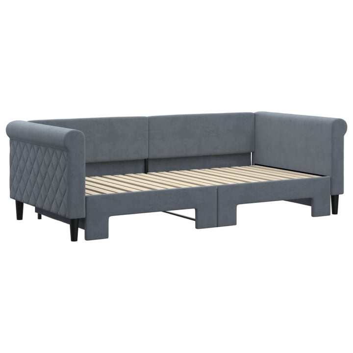 daybed med udtræk 90x190 cm velour mørkegrå