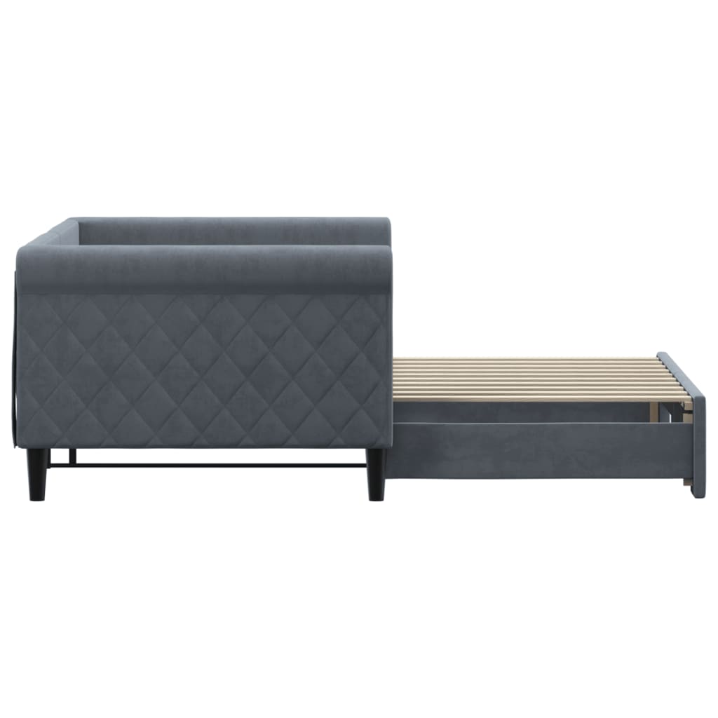 daybed med udtræk 90x190 cm velour mørkegrå