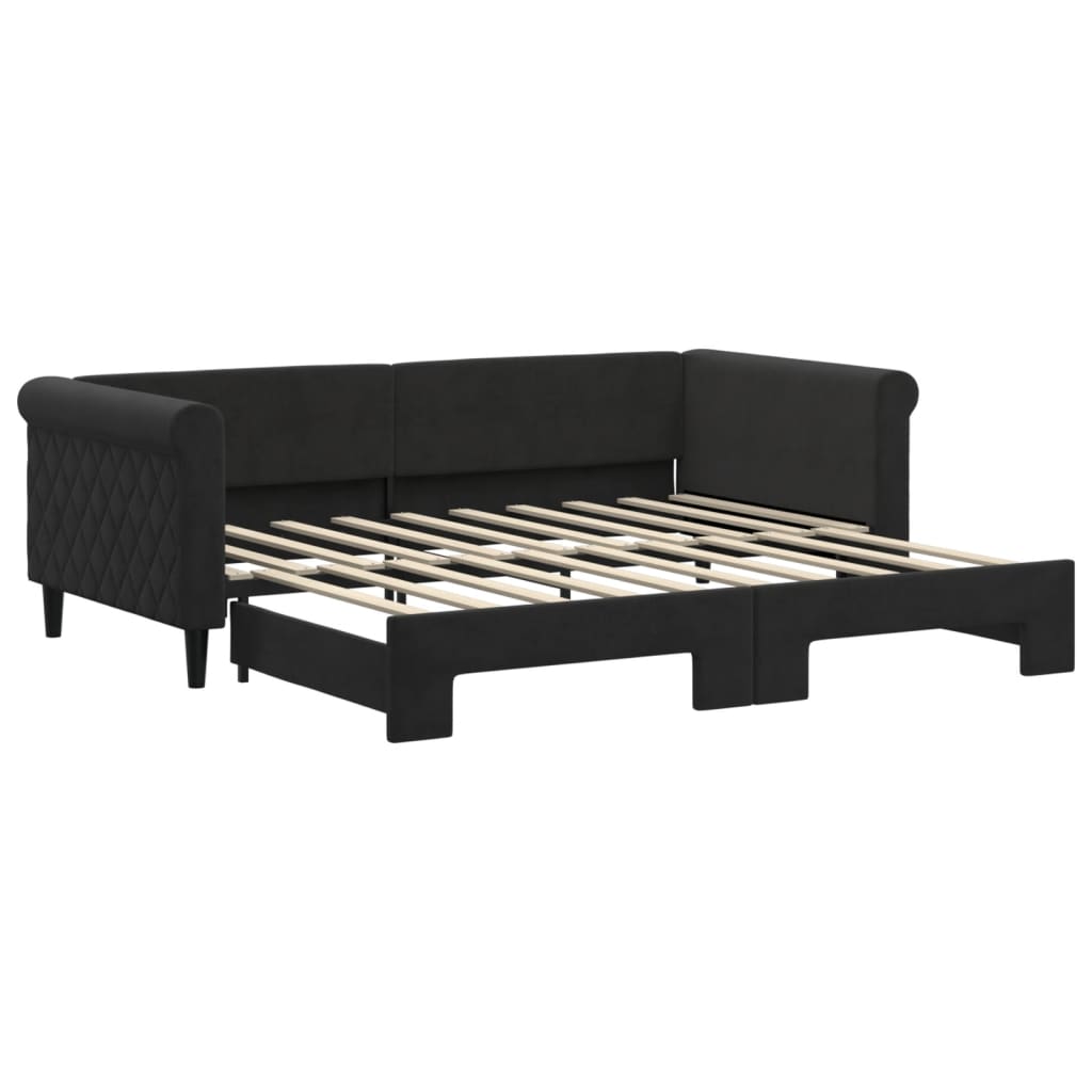 daybed med udtræk 90x190 cm velour sort