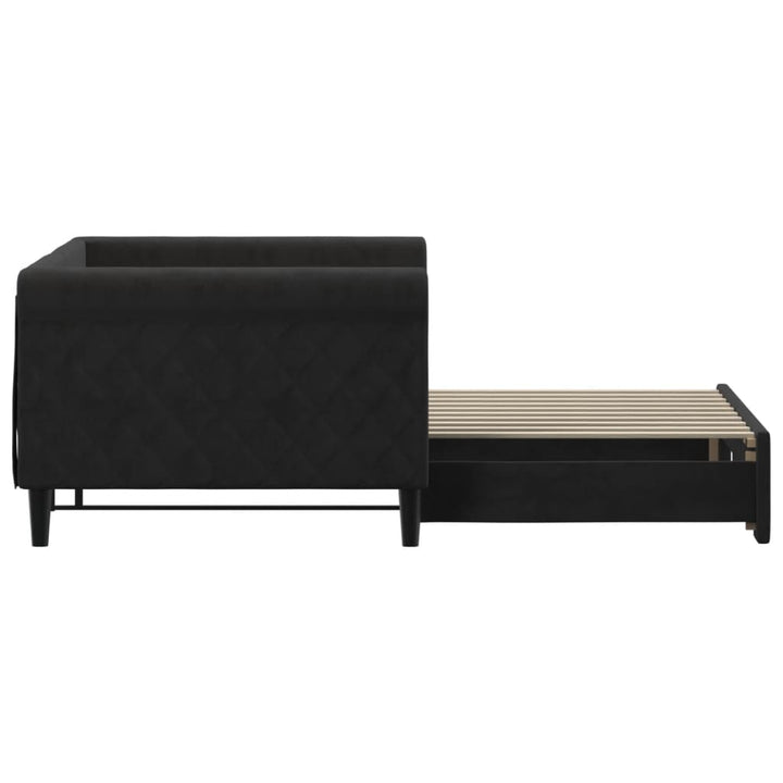 daybed med udtræk 90x190 cm velour sort