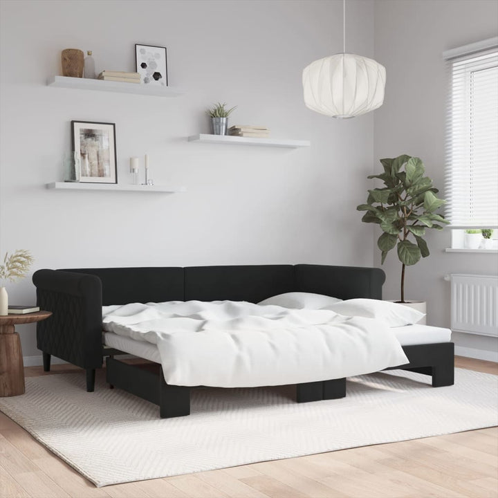 daybed med udtræk 90x190 cm velour sort