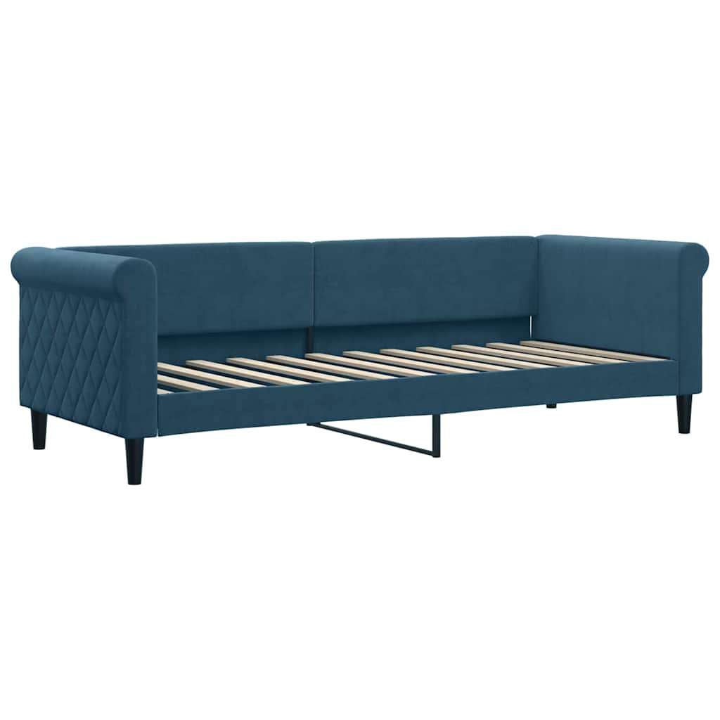 daybed med udtræk og madras 80x200 cm velour blå