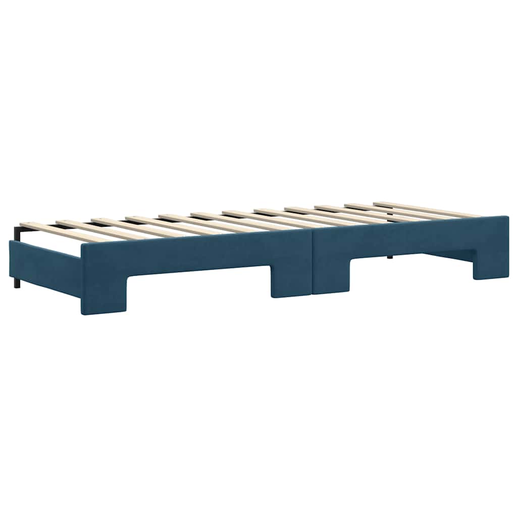 daybed med udtræk og madras 80x200 cm velour blå