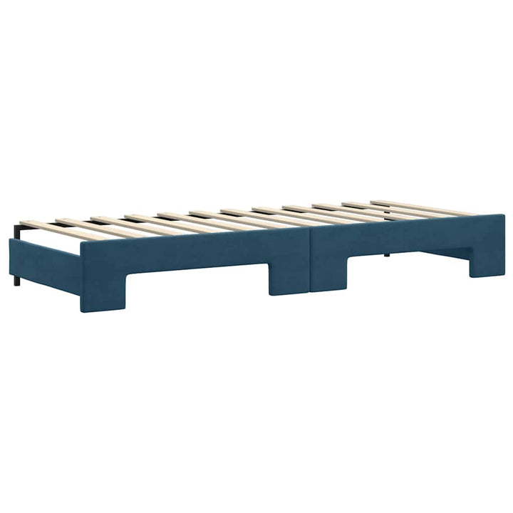 daybed med udtræk og madras 80x200 cm velour blå