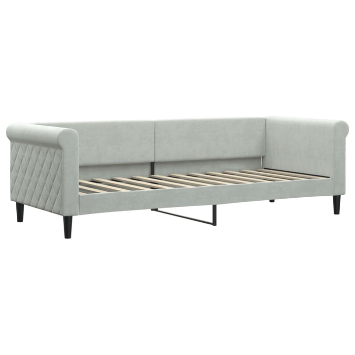 daybed med udtræk og madras 80x200 cm velour lysegrå