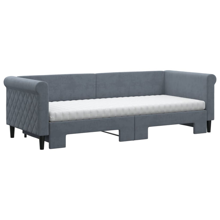 daybed med udtræk og madras 80x200 cm velour mørkegrå