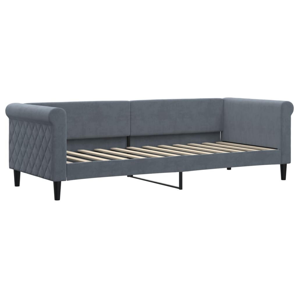 daybed med udtræk og madras 80x200 cm velour mørkegrå