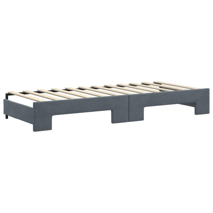 daybed med udtræk og madras 80x200 cm velour mørkegrå