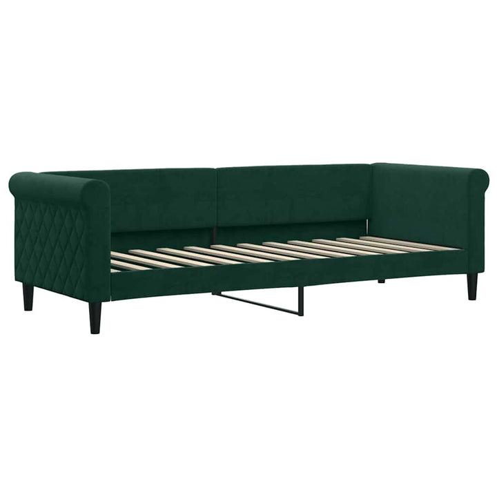 daybed med udtræk og madras 80x200 cm velour mørkegrøn