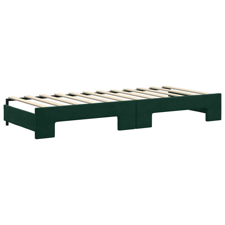 daybed med udtræk og madras 80x200 cm velour mørkegrøn