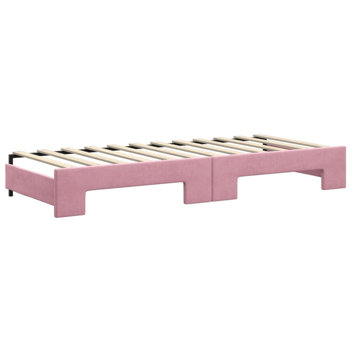 daybed med udtræk og madras 80x200 cm velour lyserød