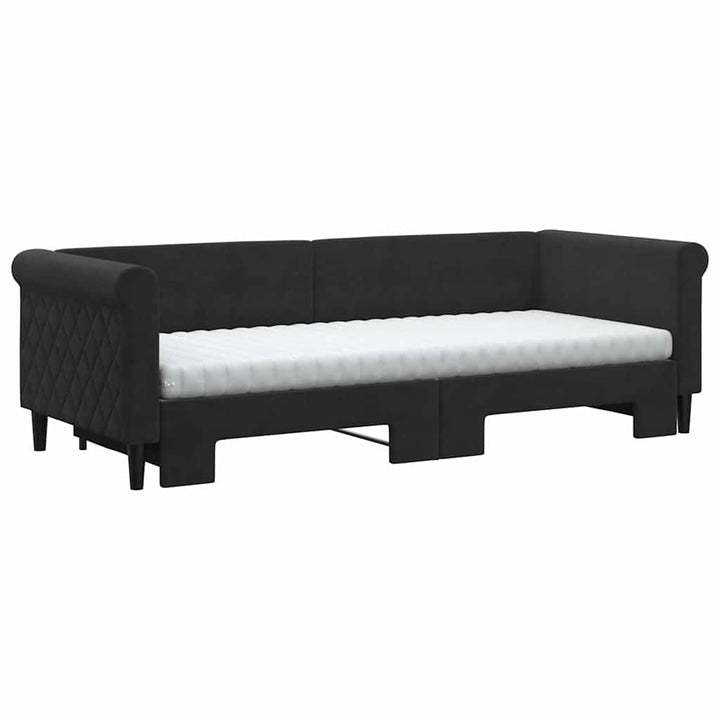 daybed med udtræk og madras 80x200 cm velour sort