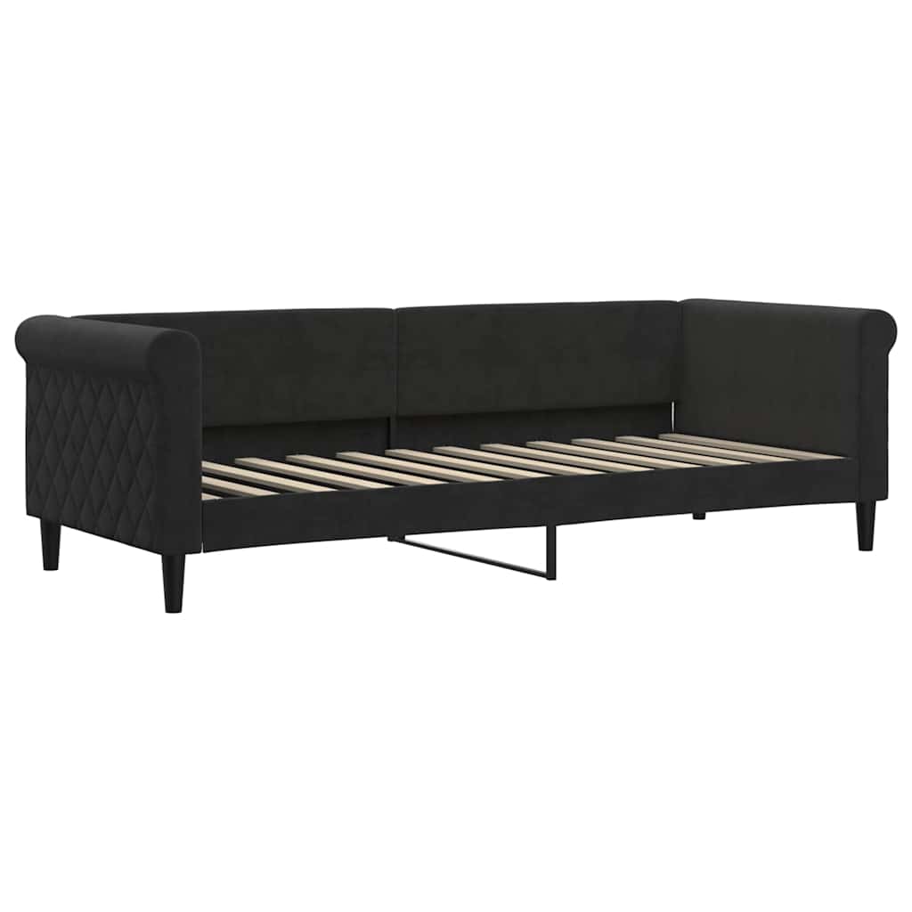 daybed med udtræk og madras 80x200 cm velour sort