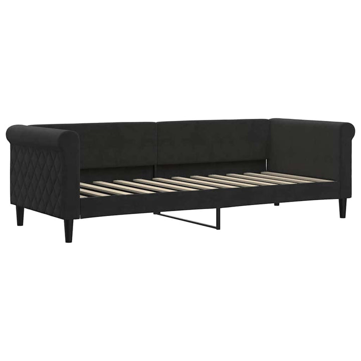 daybed med udtræk og madras 80x200 cm velour sort