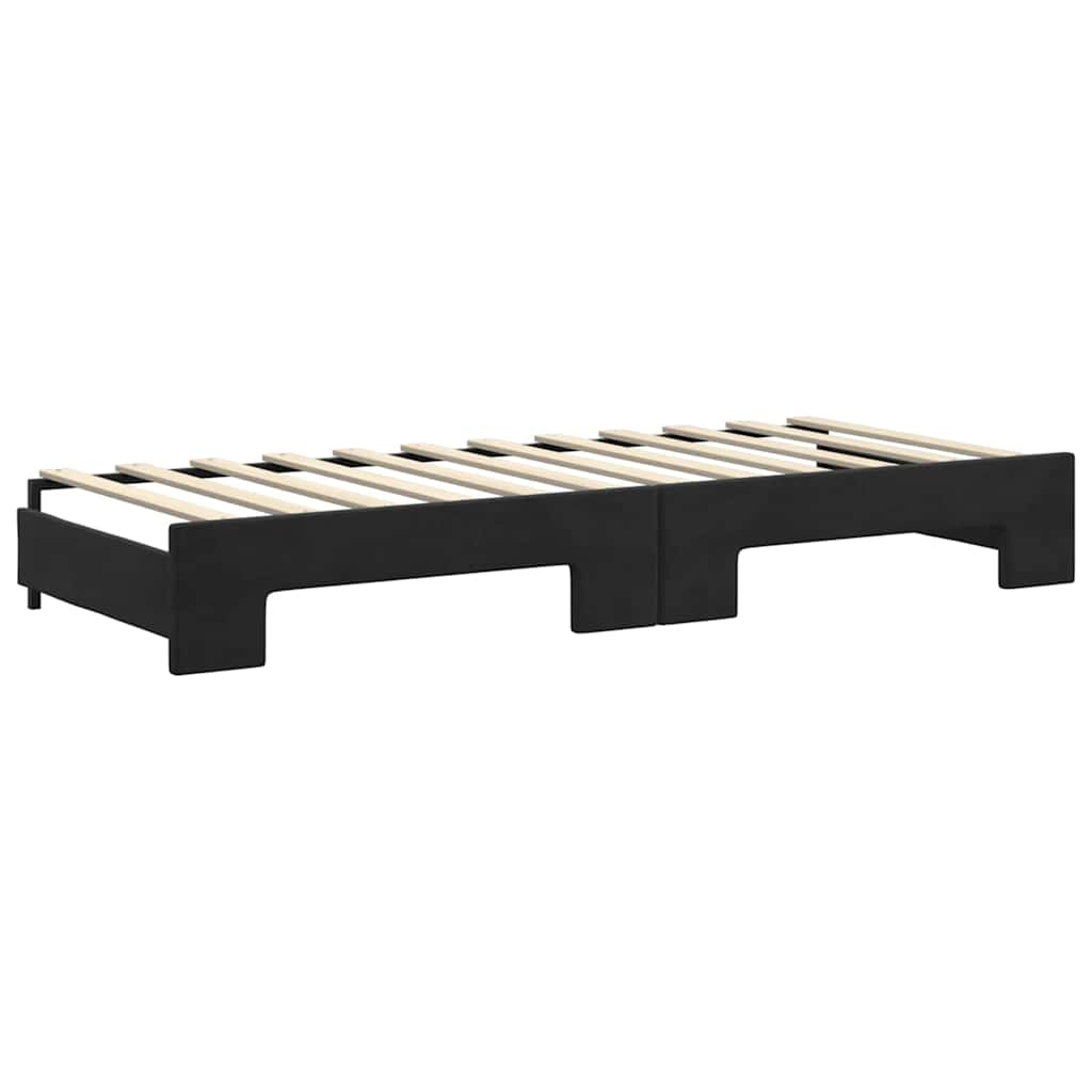 daybed med udtræk og madras 80x200 cm velour sort