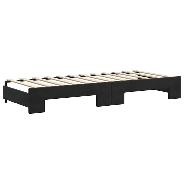 daybed med udtræk og madras 80x200 cm velour sort