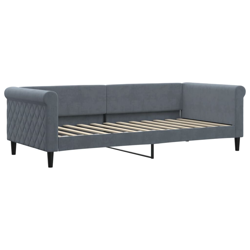 daybed med udtræk og madras 90x200 cm velour mørkegrå