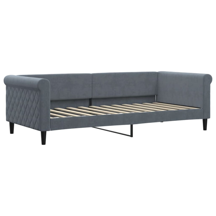daybed med udtræk og madras 90x200 cm velour mørkegrå
