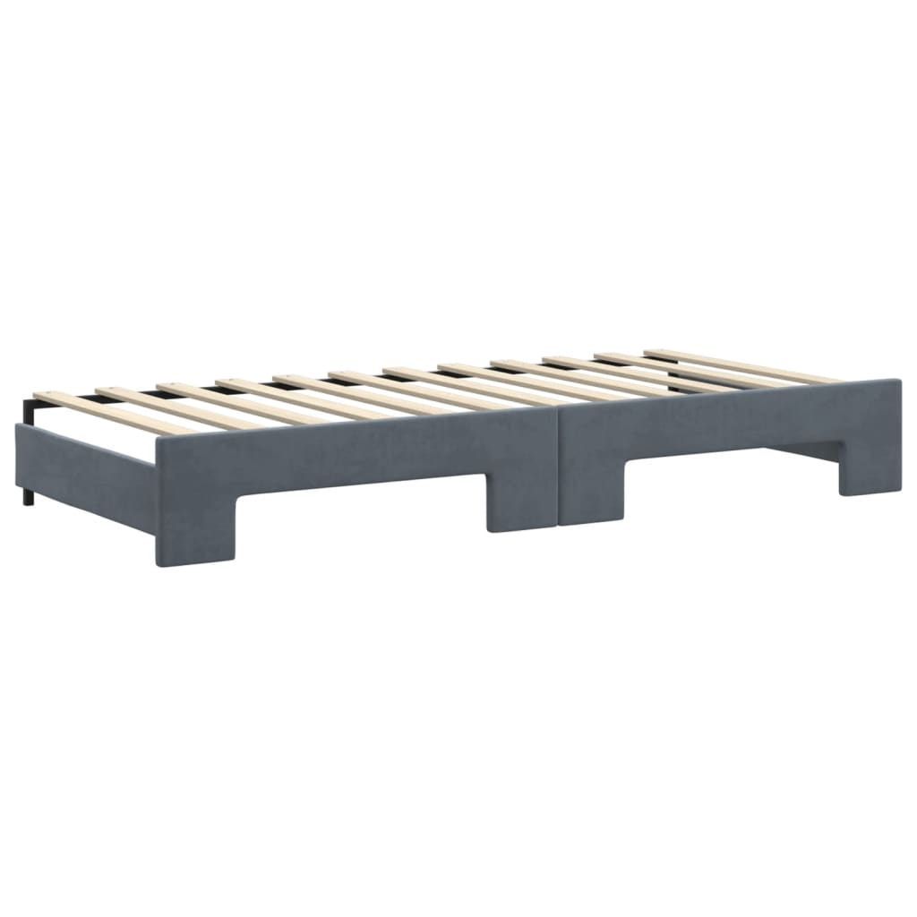 daybed med udtræk og madras 90x200 cm velour mørkegrå
