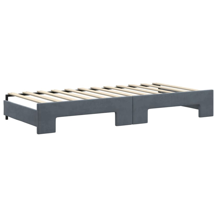 daybed med udtræk og madras 90x200 cm velour mørkegrå