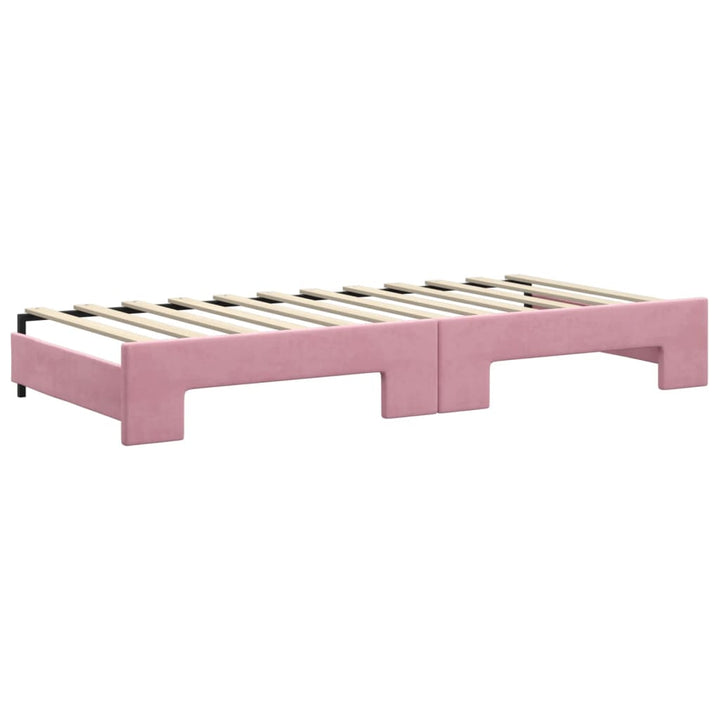 daybed med udtræk og madras 90x200 cm velour lyserød