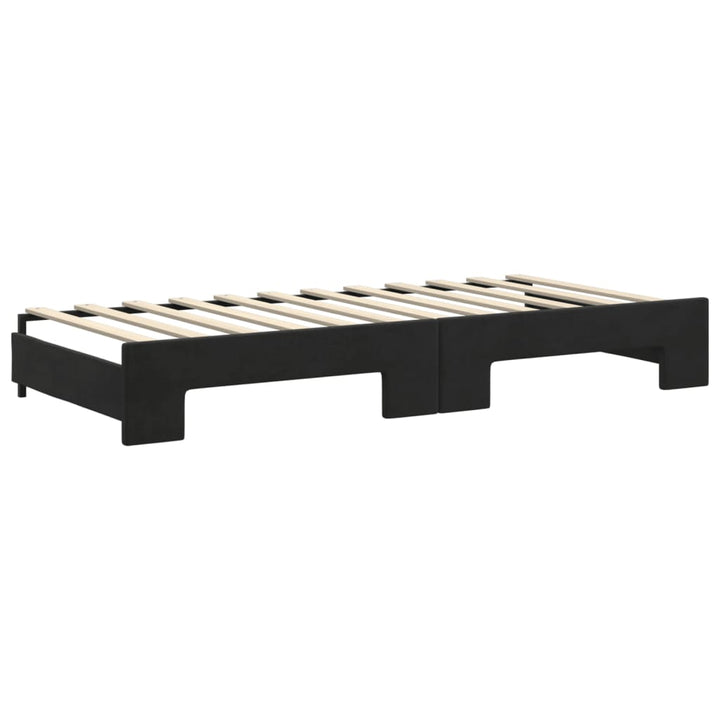 daybed med udtræk og madras 90x200 cm velour sort