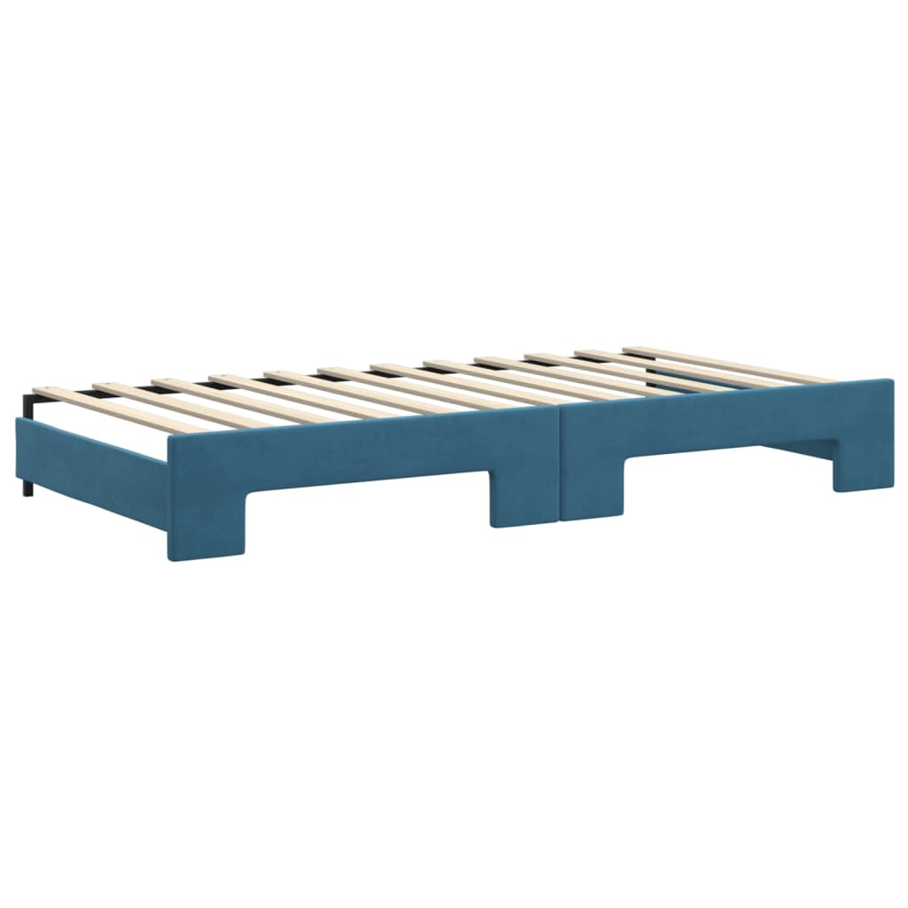 daybed med udtræk og madras 100x200 cm velour blå
