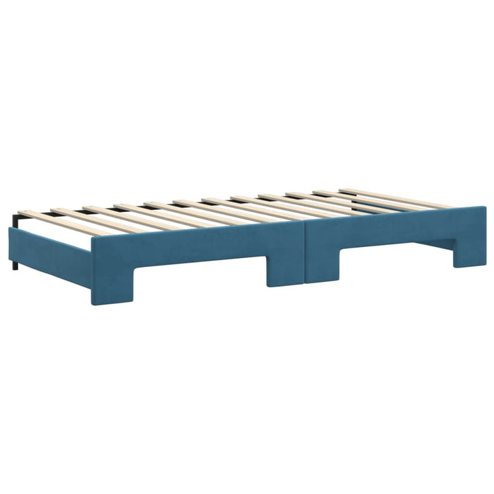 daybed med udtræk og madras 100x200 cm velour blå